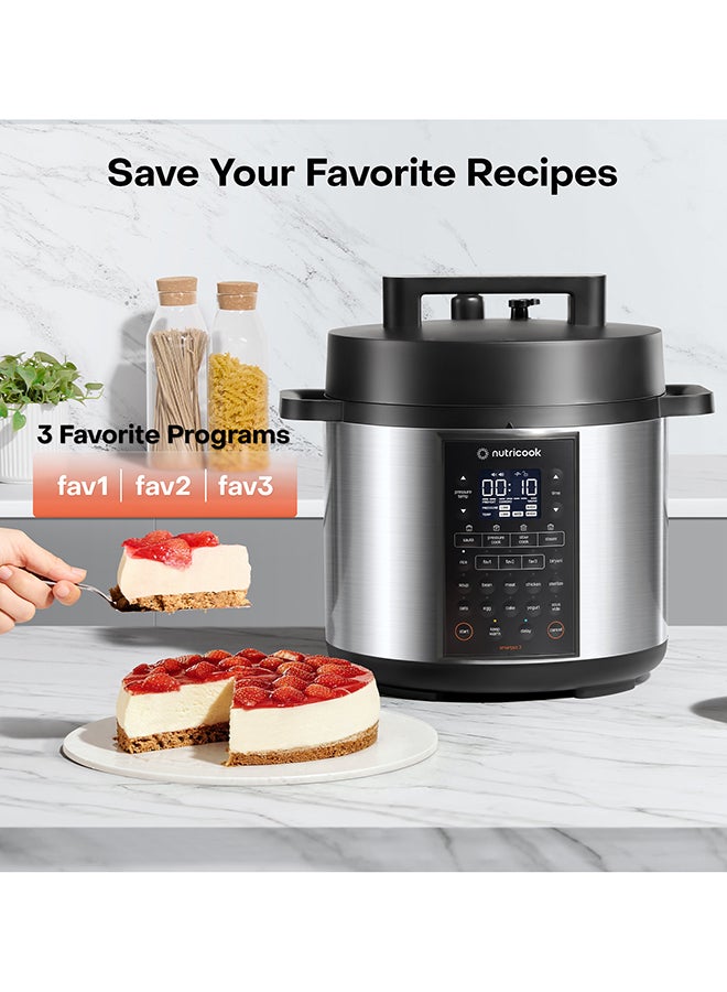 nutricook Smart Pot 3 1200W, 12 in 1 Electric Pressure Cooker, Rice Cooker, Sous Vide, Sterilizer, Yogurt Maker & More, 17 Smart Programs, 3 Favorite Buttons, 2-Year Warranty 6 L 1200 W SP320-ON Silver/ Black - Image 5