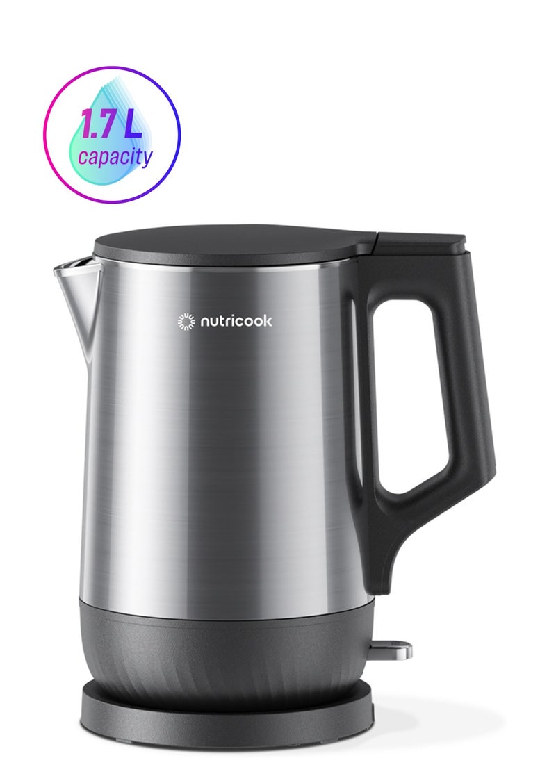 nutricook Stainless Steel Electric Kettle 1.7L, 1800W, Patented U-Shaped Rust Resistant Interior with 3-dimensional Fast Heating Technology, Surgical Grade Steel,2-Year Warranty 1.7 L 1800 W NC-USK501 Stainless Steel  - Image 1