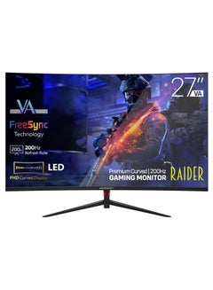 ميكرو ديجيت Premium LED Curved 27 inch Gaming Monitor 200Hz Refresh Rate  with FHD (1920x1080)Display, Built-In Speakers Black  - Image 1