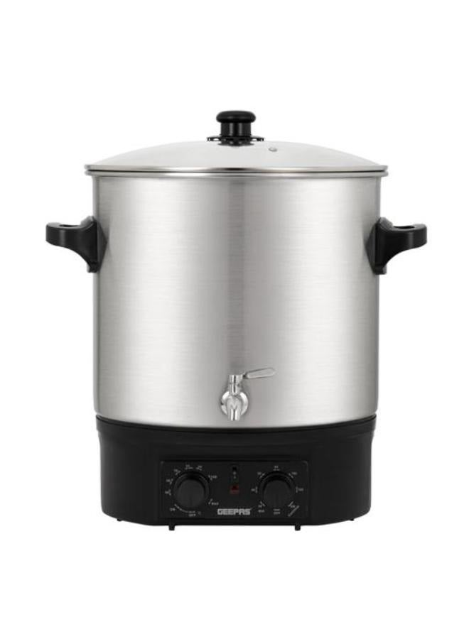 GEEPAS 27 Liter Electric Water Boiler | Stainless Steel | Timer & Temperature Control | Black/Silver 27 L 2000 W GK38077 Black/Silver  - Image 1