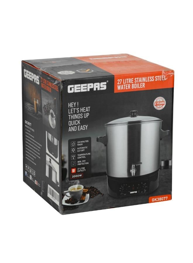 GEEPAS 27 Liter Electric Water Boiler | Stainless Steel | Timer & Temperature Control | Black/Silver 27 L 2000 W GK38077 Black/Silver  - Image 3