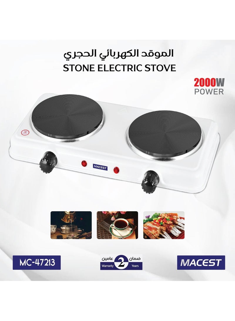Dual Stone Electric Stove – Powerful & Efficient Cooking Solution 2000 W SH-354 White