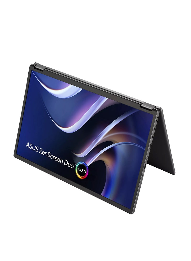 أسوس - ZenScreen Duo OLED Foldable Portable Monitor, Dual 14" OLED Display, FHD Resolution, 60Hz Refresh Rate, 1ms (GtG) Response Time, 1073.7m Color Display | MQ149CD Silver - Image 1