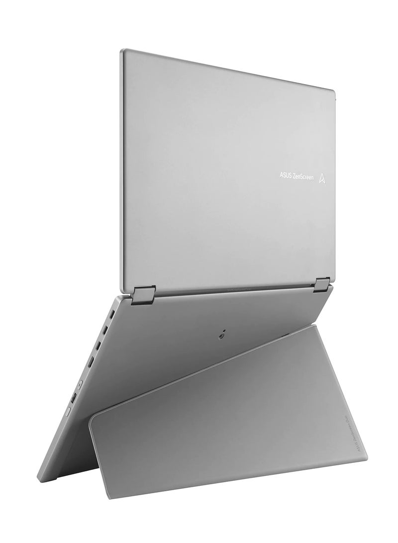 أسوس - ZenScreen Duo OLED Foldable Portable Monitor, Dual 14" OLED Display, FHD Resolution, 60Hz Refresh Rate, 1ms (GtG) Response Time, 1073.7m Color Display | MQ149CD Silver - Image 1