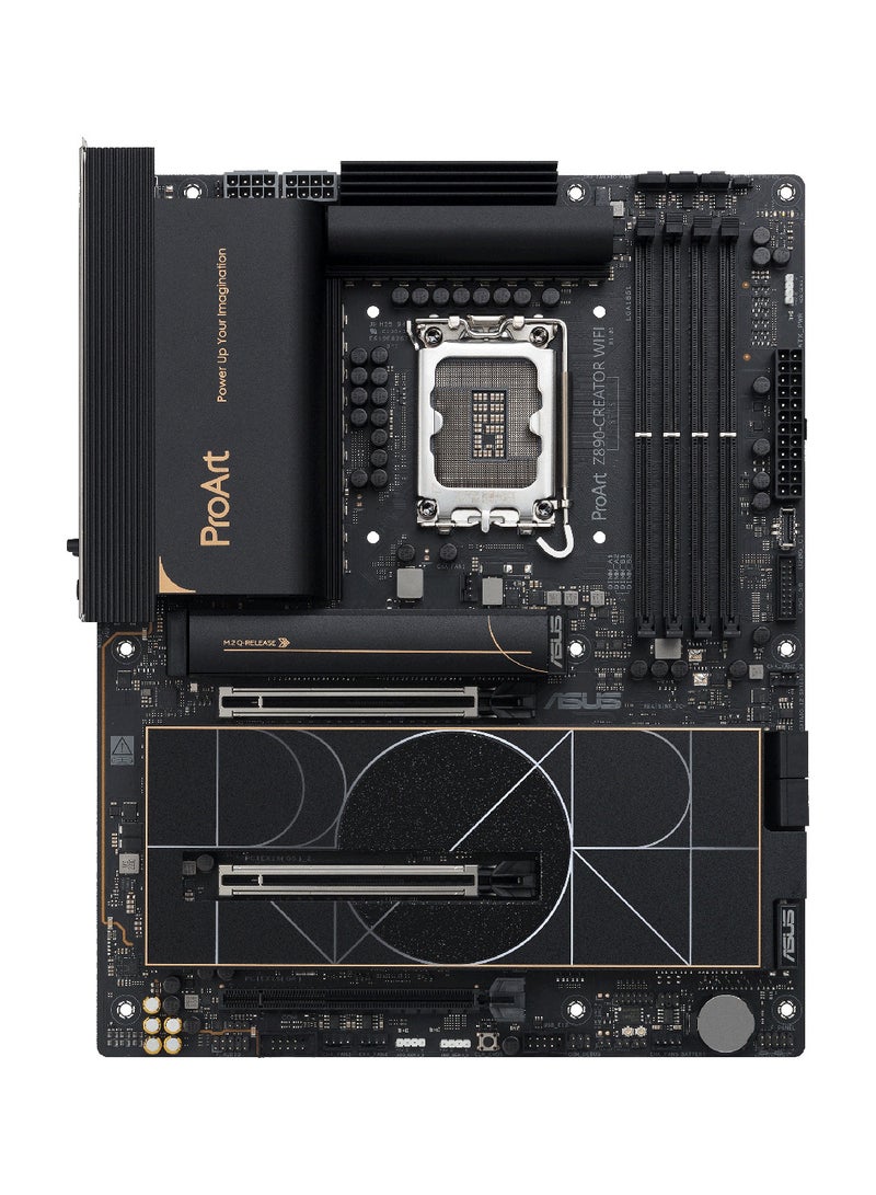 ASUS - ProArt Z890-CREATOR Wi-Fi Motherboard - Intel Core Ultra Series 2 Support, Intel Z890 Chipset, Supports Up to 256GB DDR5 Memory, 2 x PCIe 5.0 x16 Slots, 5 M.2 Slots, 10Gb Ethernet, Wi-Fi 7, Bluetooth 5.4, Thunderbolt 5/4, 7.1 Surround Sound, HDMI 2.1, 10 USB Ports, Advanced Cooling & Power Solutions, ATX Form Factor | 90MB1JD0-M0EAY0 Black - Image 1