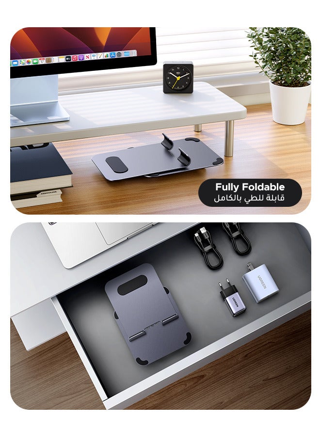 Ugreen - iPad Stand 360° Rotatable Metal Phone and Tablet Stand Holder For Desk Adjustable Foldable Tablet Mount Compatible With All up to 13-inch Devices iPhone 16 Pro Max iPad Pro/Air/Mini Galaxy Tab - Grey - Image 1