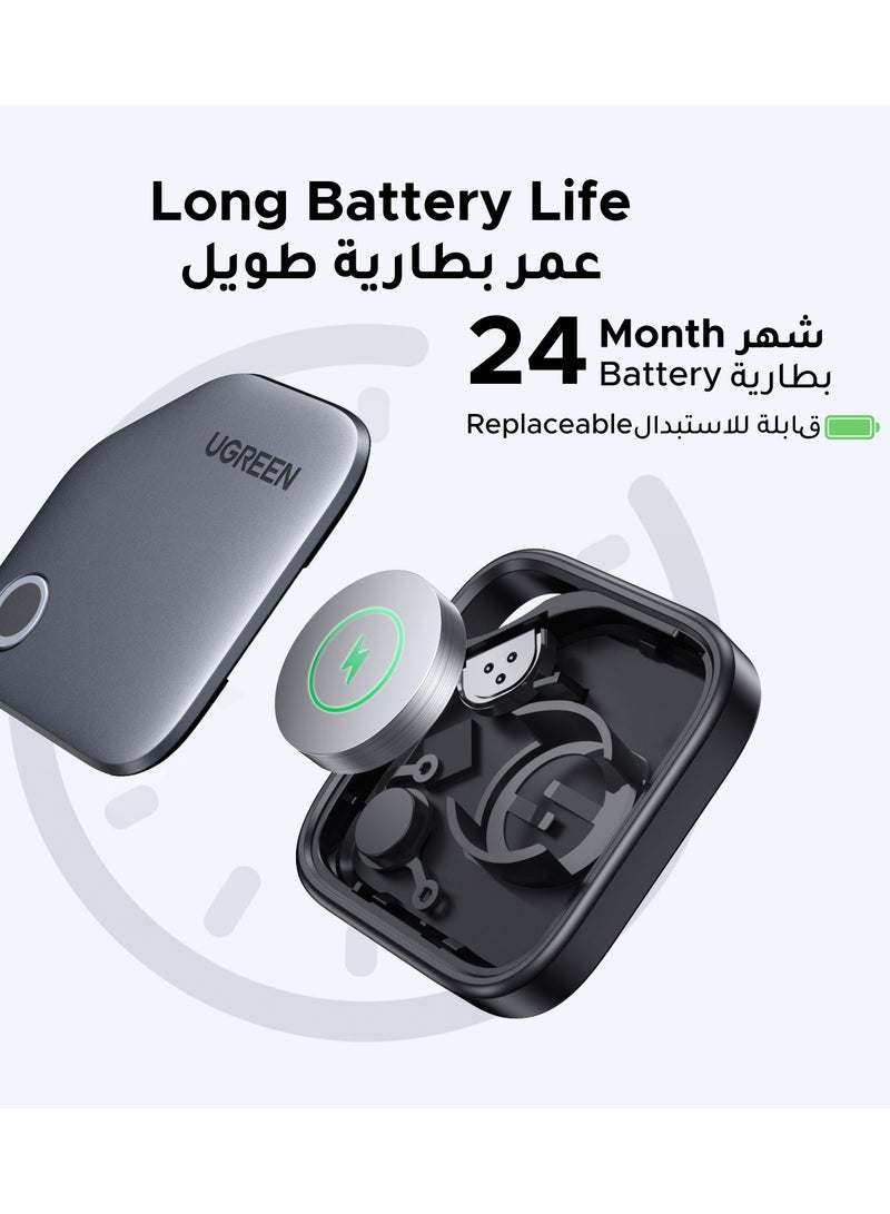 Ugreen - iOS Only Bluetooth Tracker Up to 2 Year Battery, Keys Finder and Item Locator for Phones,  Bags, iPhone iPad Finder, Smart Tag for Earbuds and Luggage,1-Pack - Black - Image 1