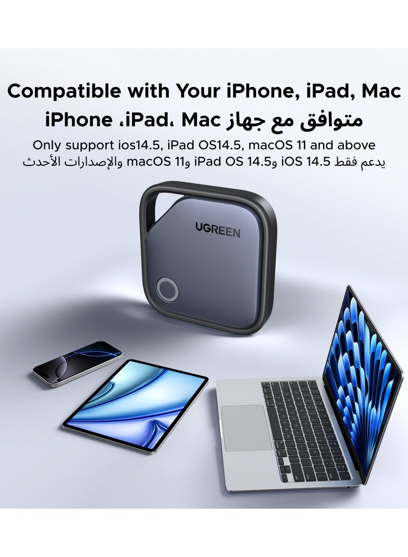 Ugreen - iOS Only Bluetooth Tracker Up to 2 Year Battery, Keys Finder and Item Locator for Phones,  Bags, iPhone iPad Finder, Smart Tag for Earbuds and Luggage,1-Pack - Black - Image 1