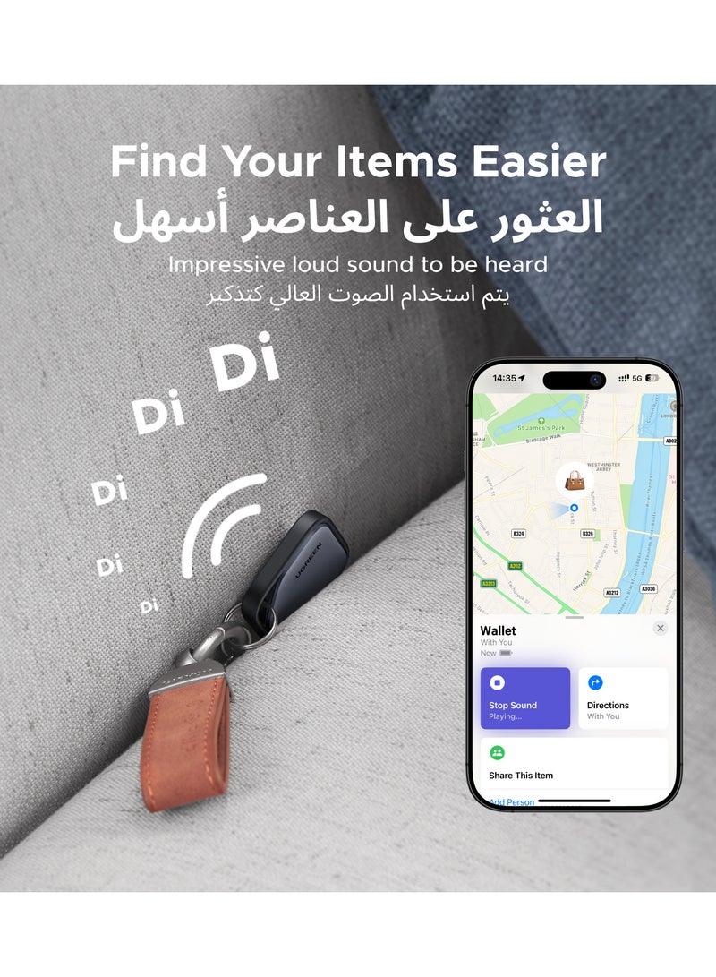 Ugreen - iOS Only Bluetooth Tracker Up to 2 Year Battery, Keys Finder and Item Locator for Phones,  Bags, iPhone iPad Finder, Smart Tag for Earbuds and Luggage,1-Pack - Black - Image 1