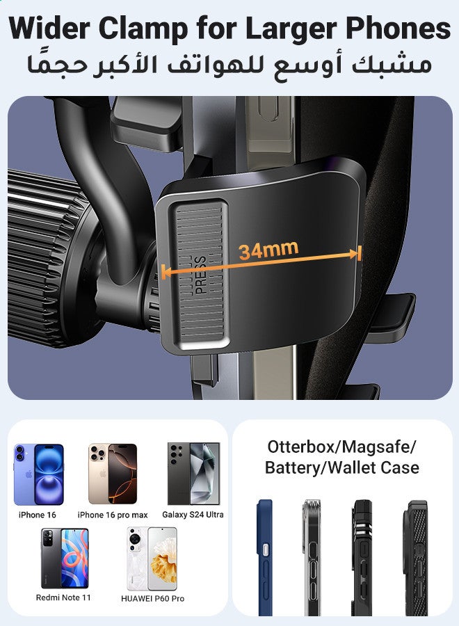 Ugreen Car Phone Holder Car Mount, 360° Adjustable Arm for Air Vent, One-button Release, Metal Hook Mobile Holder, Fit for iPhone 16/15/14, Samsung S25/24/23, 4.7-7.2-inch Smartphone Accessories - Black  - Image 2