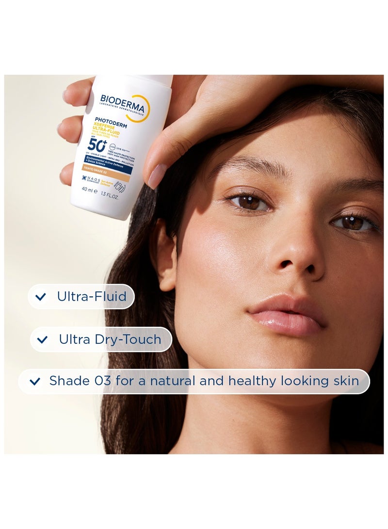 بيوديرما - Photoderm Xdefense Ultra Fluid SPF50+ T03 Golden 40ml - Image 1