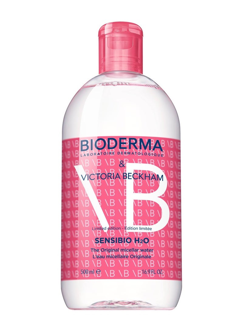 Bioderma Sensibio H2O 30th Anniversary Victoria Beckham Limited Edition Make-Up Remover 500ml Pink  - Image 1