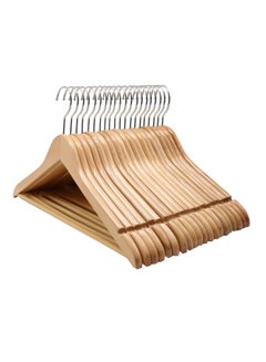 6-Piece ECVV Wooden Suit Hangers Smooth Finish Solid Wood Coat Hanger with Non Slip Pants Bar, Swivel Hook and Precisely Cut Notches for Camisole | Jacket | Pant | Dress Hangers Brown 6 PIECES