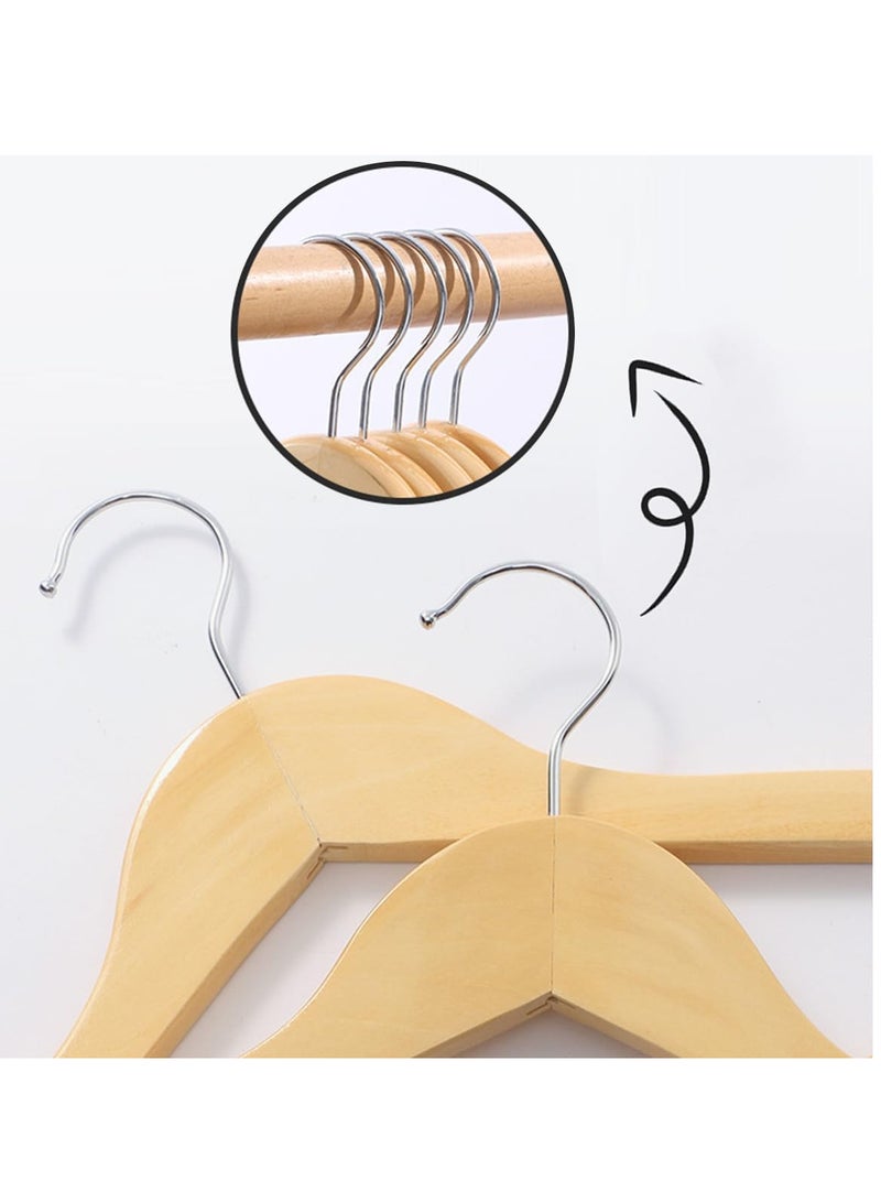 ECVV - 6-Piece ECVV Wooden Suit Hangers Smooth Finish Solid Wood Coat Hanger with Non Slip Pants Bar, Swivel Hook and Precisely Cut Notches for Camisole | Jacket | Pant | Dress Hangers Brown 6 PIECES - Image 1