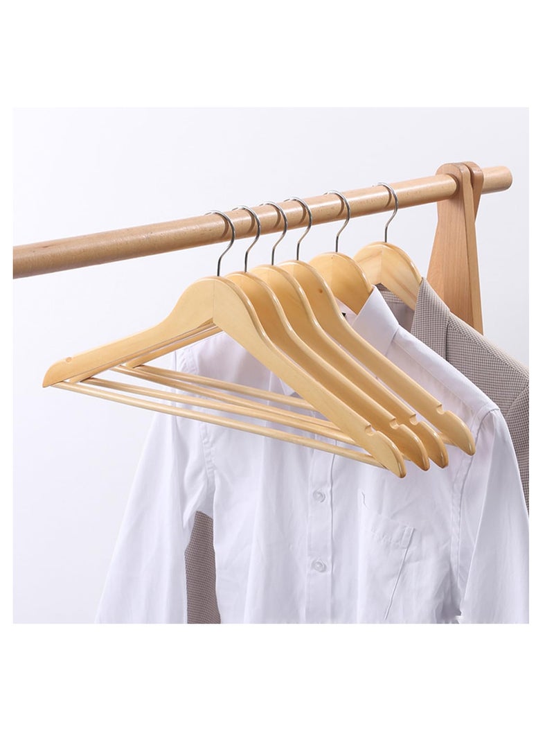 ECVV - 6-Piece ECVV Wooden Suit Hangers Smooth Finish Solid Wood Coat Hanger with Non Slip Pants Bar, Swivel Hook and Precisely Cut Notches for Camisole | Jacket | Pant | Dress Hangers Brown 6 PIECES - Image 1
