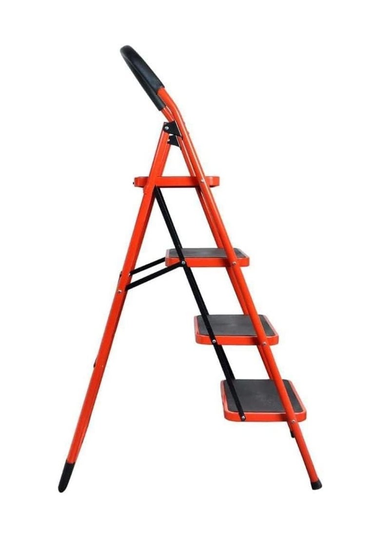 ECVV 4 Step Ladder Folding Step Stool Stepladders with Anti-Slip and Wide Pedal for Home and Kitchen Use Space Saving (Red) - Image 2