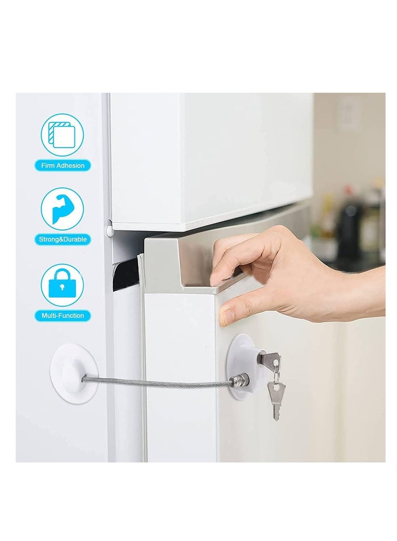 ECVV - Refrigerator Door Lock with 2 Keys Multipurpose Child Proofing Locks Kids Safety Locks with Strong Adhesive Used in Freezer, Drawer, Cabinet - Image 1