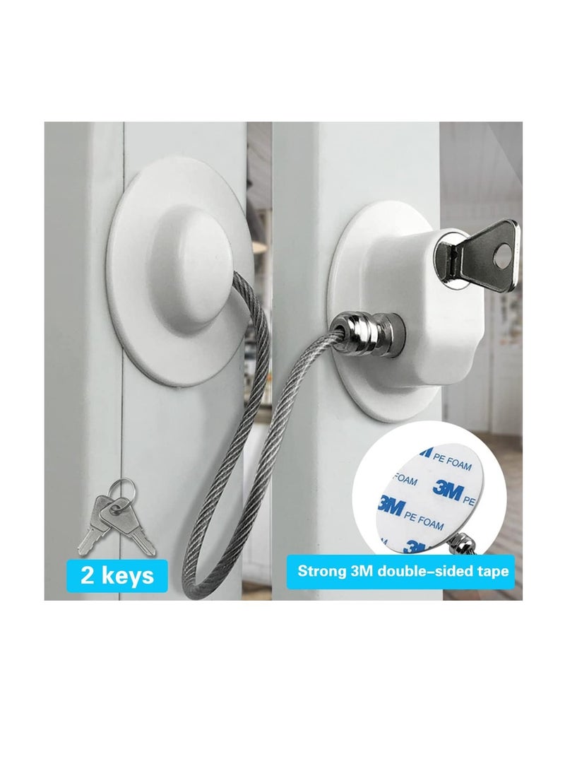 ECVV - Refrigerator Door Lock with 2 Keys Multipurpose Child Proofing Locks Kids Safety Locks with Strong Adhesive Used in Freezer, Drawer, Cabinet - Image 1