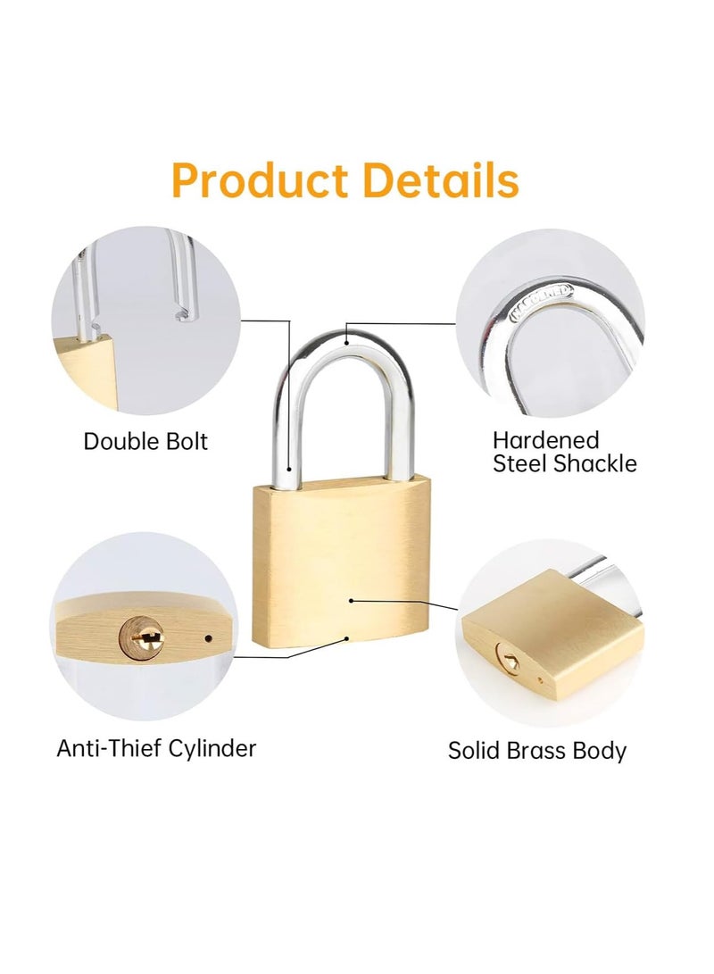 إي سي في في 1 Pack Padlock Waterproof Solid Brass Lock 63MM - Padlock with Keys for Sheds Gold  - Image 3