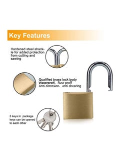 ECVV 1 Pack Padlock Waterproof Solid Brass Lock 63MM - Padlock with Keys for Sheds Gold  - Image 2
