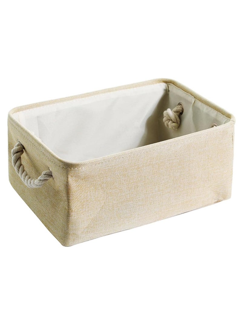 ECVV ECVV Collapsible Rectangular Storage Basket with Handles, Storage Bins Organizer Basket Used for Organizing Shelves, Closets, Clothes, and Toy, Beige Small 32x23x13cm Beige 32 * 23 * 13cmcm 