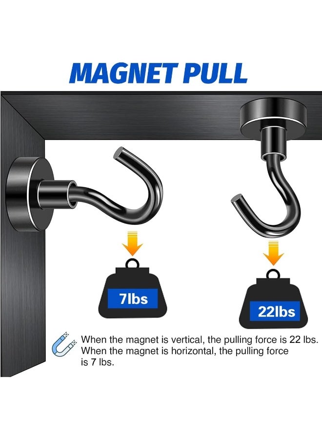 ECVV 3 Pcs Magnetic Utility Hooks with 22Lbs Heavy Duty, Rare Earth Neodymium Magnet Hooks for Hanging, Cruise Magnet S-Hooks for Refrigerator, Grill, Kitchen, Bathroom Black - Image 3