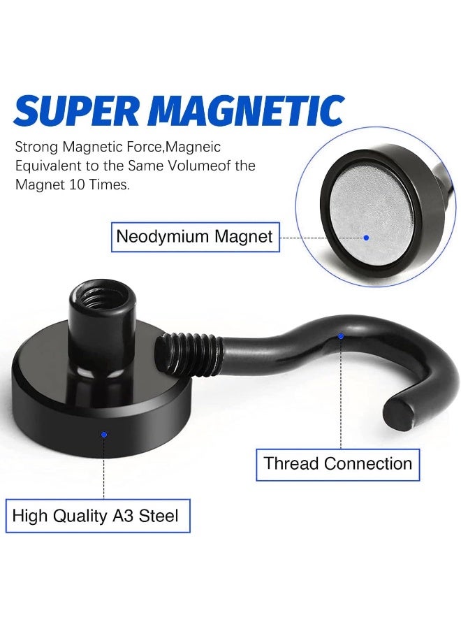 ECVV 3 Pcs Magnetic Utility Hooks with 22Lbs Heavy Duty, Rare Earth Neodymium Magnet Hooks for Hanging, Cruise Magnet S-Hooks for Refrigerator, Grill, Kitchen, Bathroom Black - Image 4