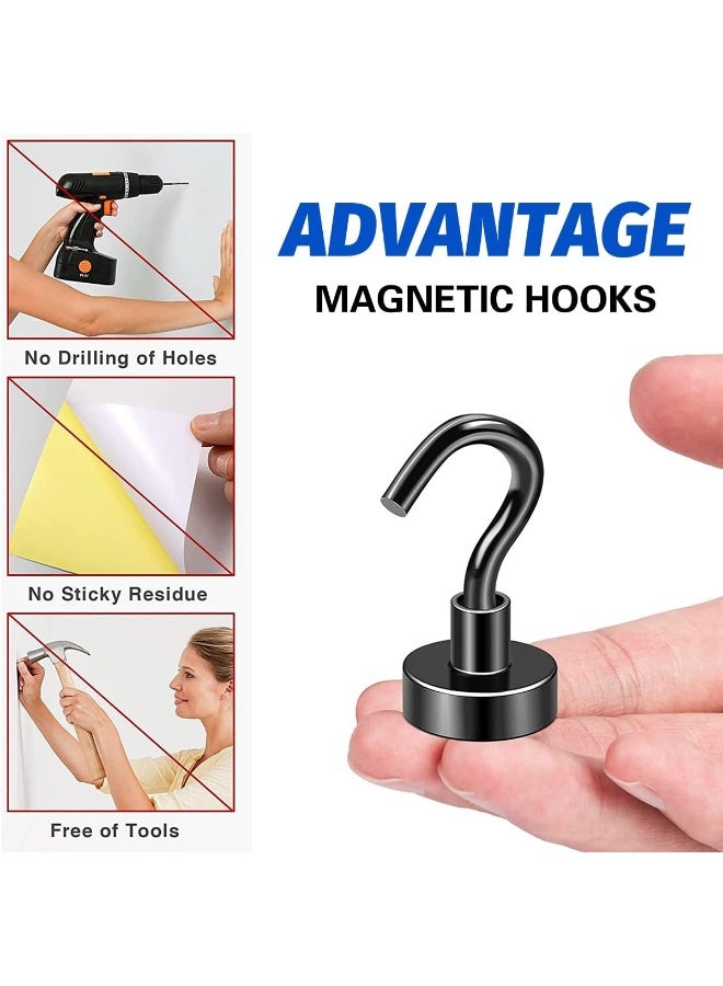 ECVV 3 Pcs Magnetic Utility Hooks with 22Lbs Heavy Duty, Rare Earth Neodymium Magnet Hooks for Hanging, Cruise Magnet S-Hooks for Refrigerator, Grill, Kitchen, Bathroom Black - Image 2