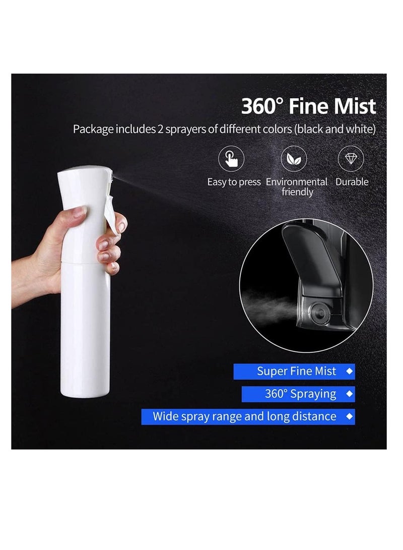 إي سي في في 300ml BPA Free Plastic Empty Mist Spray Bottle With Pressurized Mister Pump For Hair, Salon, Plants, Flower Cleaning (White)  - Image 2