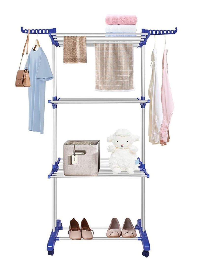 إي سي في في Clothes Drying Rack, 3 Tier Cloth Stand For Clothes, Rolling Dryer Hanger, Collapsible Garment Laundry Hanger Rack Assorted Colour  - Image 1