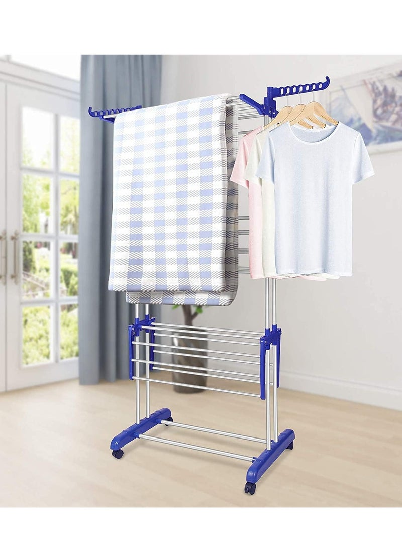 إي سي في في Clothes Drying Rack, 3 Tier Cloth Stand For Clothes, Rolling Dryer Hanger, Collapsible Garment Laundry Hanger Rack Assorted Colour  - Image 4