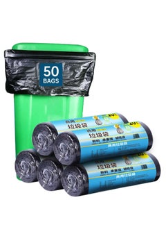 ECVV ECVV Garbage Bags 50 Pcs (5 Rolls) Large Black Trash Bags Waste Basket Liners Lawn Bags Garbage Can Liner for Office Bathroom Kitchen Lawn, Strong Tear & Leak Resistant, 80x 100cm 80x 100cmcm  - Image 1