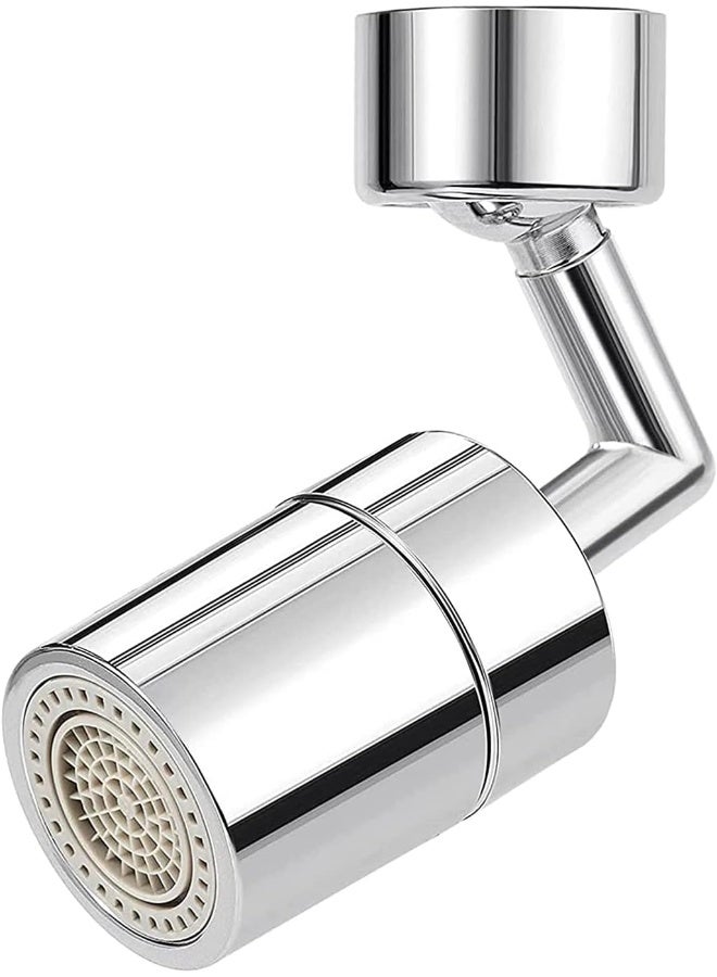 إي سي في في Kitchen Bathroom Universal Splash Filter Faucet 720 Swivel Faucet Extender Aerator with 2 Water Outlet Modes Silver - Image 1
