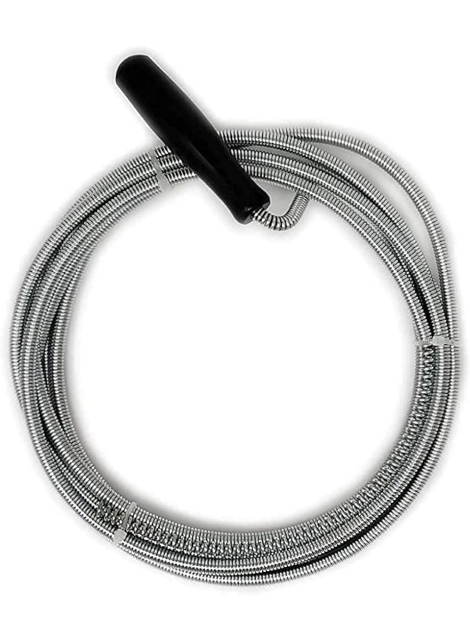 ECVV Flexible Spring Wire Sink & Drain Cleaner Hair Removal Tool Metal Snake Brush with Plastic Handle Drain Opener for Kitchen, Basins, Toilet, Bathroom, Bathtubs Sewers (SILVER) (5 METER) SILVER - Image 1