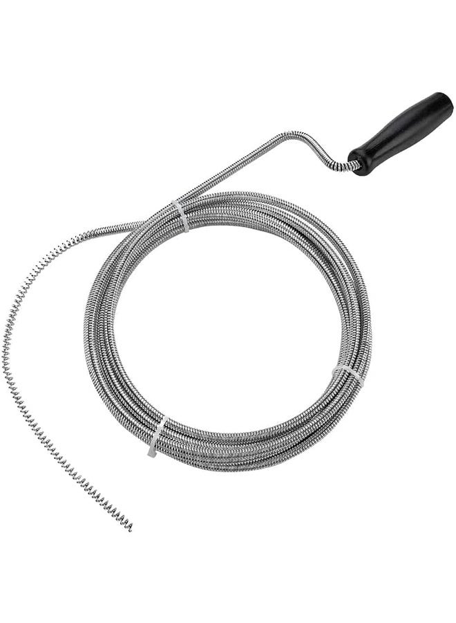 ECVV Flexible Spring Wire Sink & Drain Cleaner Hair Removal Tool Metal Snake Brush with Plastic Handle Drain Opener for Kitchen, Basins, Toilet, Bathroom, Bathtubs Sewers (SILVER) (5 METER) SILVER - Image 2