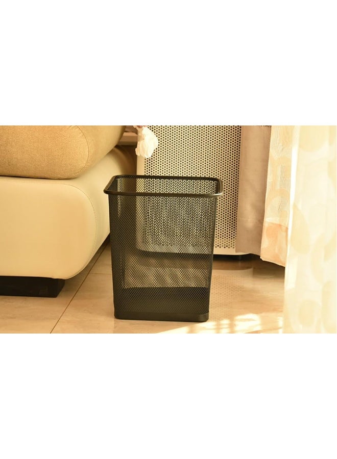 إي سي في في Mesh Metal Trash Can Square Mesh Wire Wastebasket Vintage Garbage Bin Reusable Bedroom Can for Kitchen Black  - Image 5