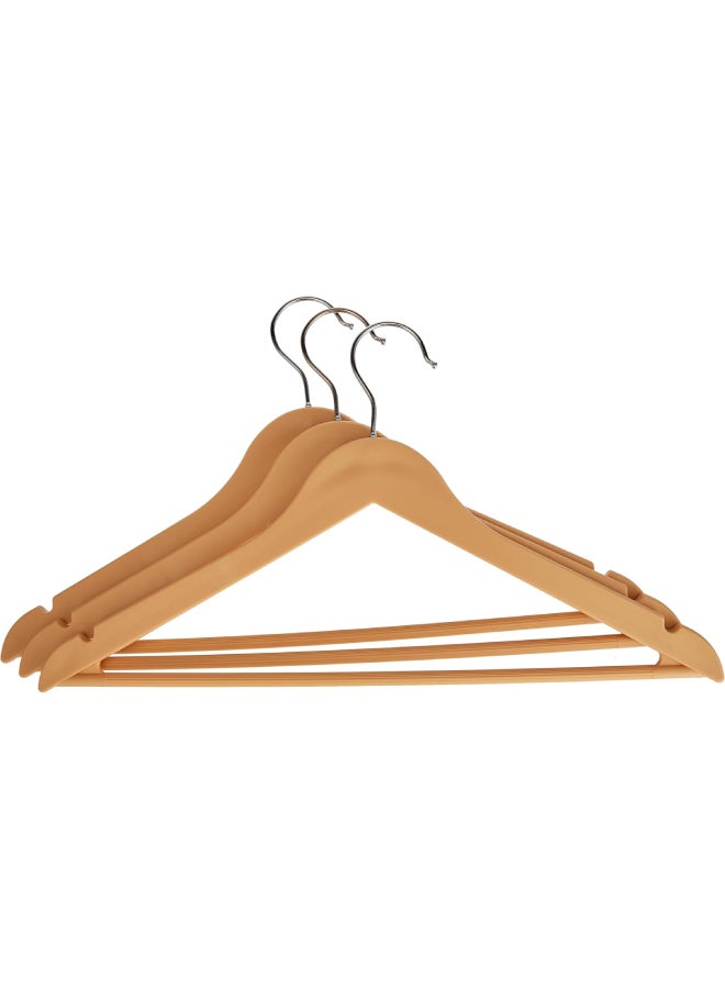 ECVV - 3-Piece Plastic Suit Hangers Smooth Finish Solid Plastic Coat Hanger with Non Slip Pants Bar, Swivel Hook and Precisely Cut Notches for Camisole Brown 3 PIECES - Image 1