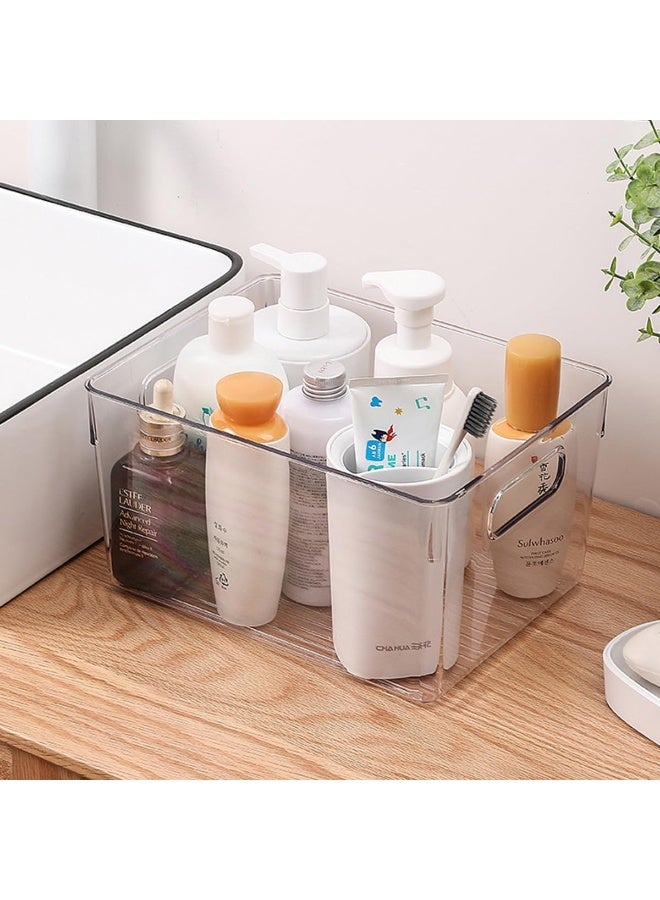 إي سي في في Plastic Home Storage Organizer Bin with Built-In Handles, Storage Container Box for Cube Furniture Shelving in Office, Closet, Cabinet, Bedroom, Bathroom Clear - Image 1
