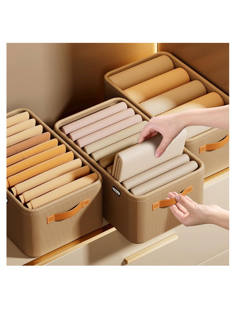 إي سي في في ECVV 3 Pack Wardrobe Clothes Organizer with Steel Frame Stackable Foldable Drawer Closet Organizer with Handles for Clothes, Jeans, Pants, Sweaters, Dresses Brown  - Image 2