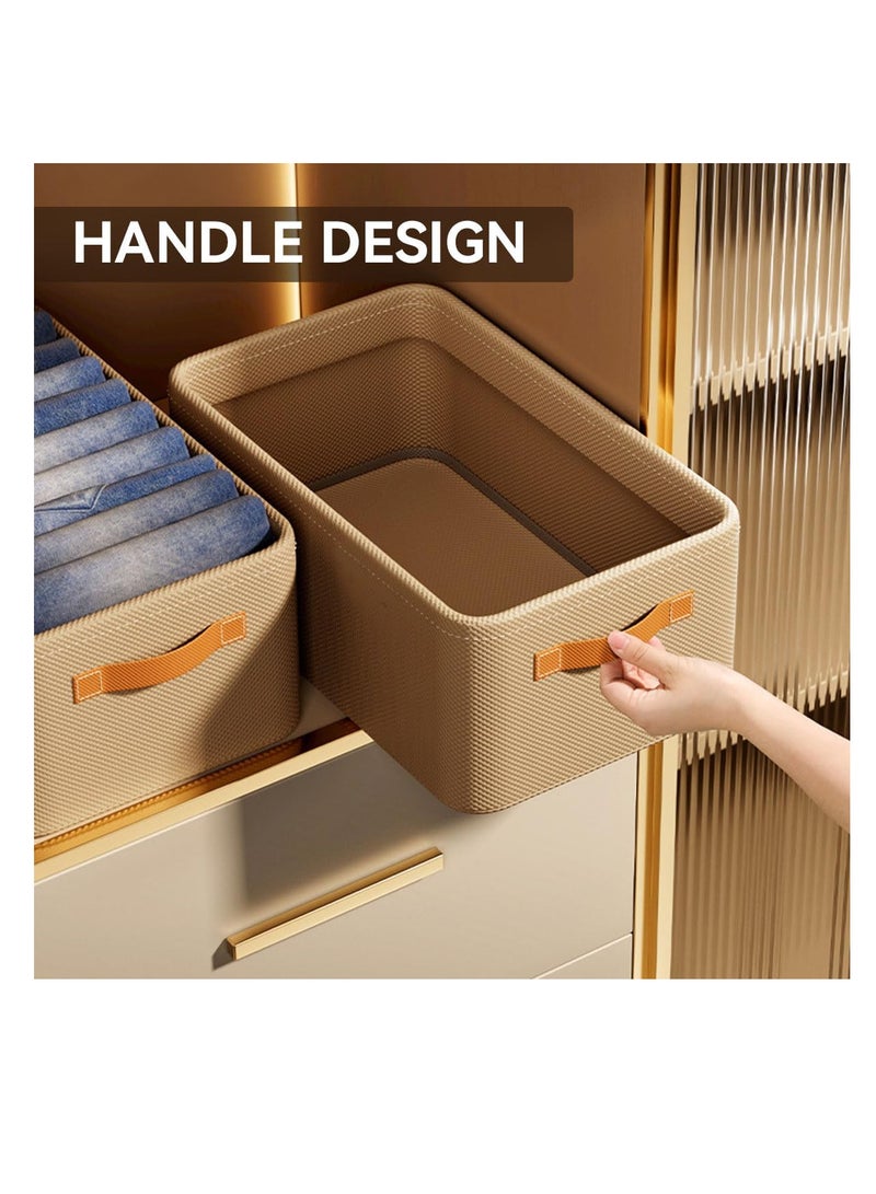 إي سي في في ECVV 3 Pack Wardrobe Clothes Organizer with Steel Frame Stackable Foldable Drawer Closet Organizer with Handles for Clothes, Jeans, Pants, Sweaters, Dresses Brown  - Image 4
