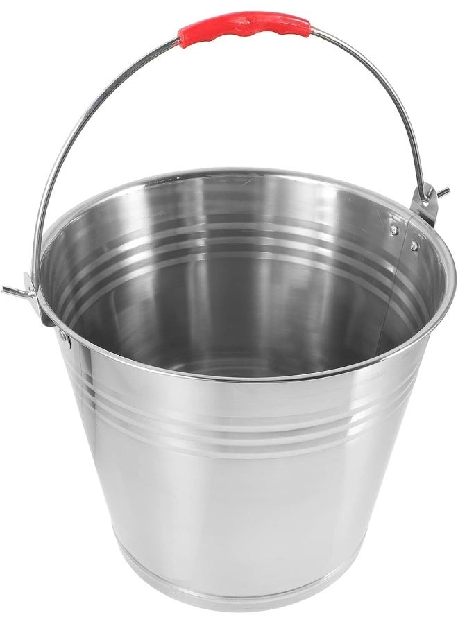 ECVV Horse Bucket Feeding Bucket Bucket Stainless Steel Clean Pail Water Bucket Grease Bucket|28CM/10L| Sliver - Image 1