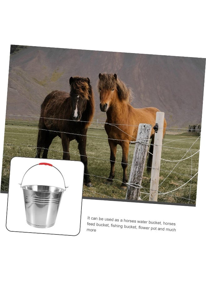 ECVV Horse Bucket Feeding Bucket Bucket Stainless Steel Clean Pail Water Bucket Grease Bucket|28CM/10L| Sliver - Image 5