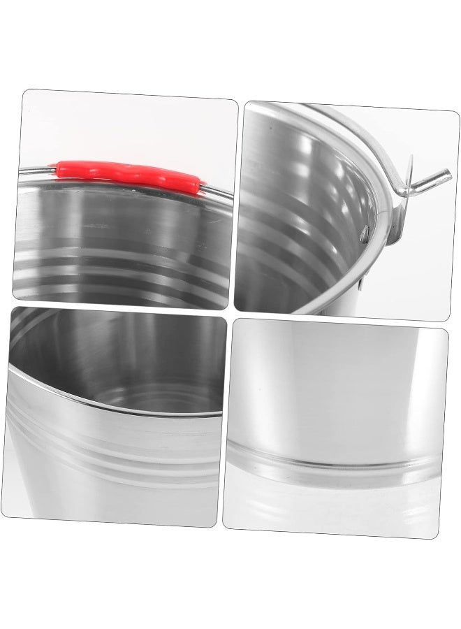 ECVV Horse Bucket Feeding Bucket Bucket Stainless Steel Clean Pail Water Bucket Grease Bucket|28CM/10L| Sliver - Image 2