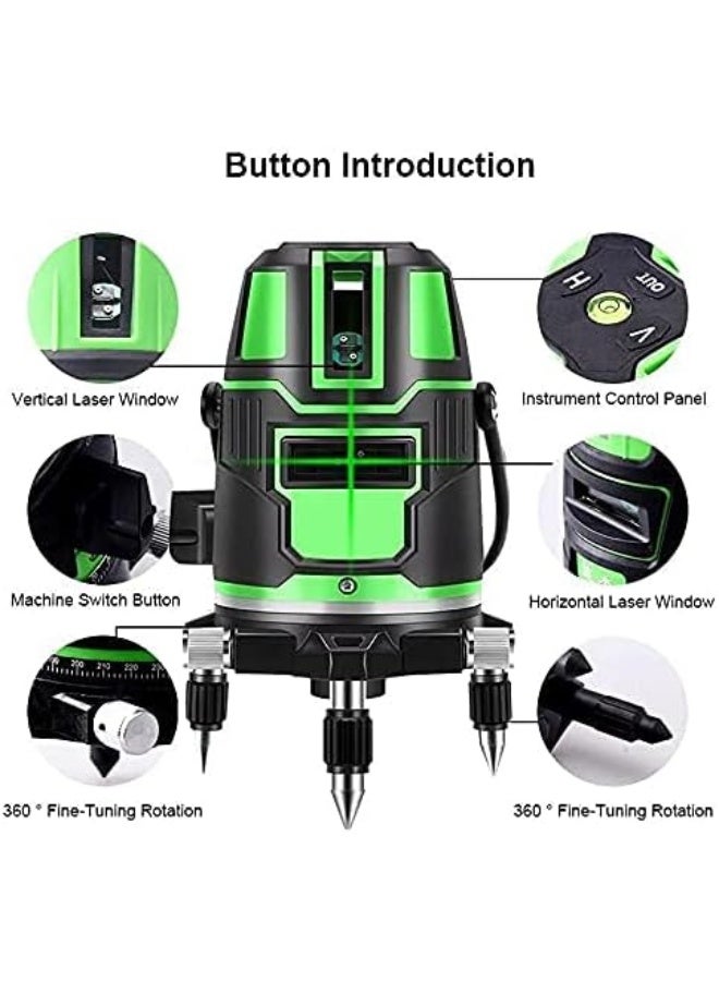 ECVV - Laser Level 5 Lines Green Light Professional Cross Marking Meter Self-Leveling Horizontal Vertical Laser Ruler Spirit Level 5 Lines - Image 1