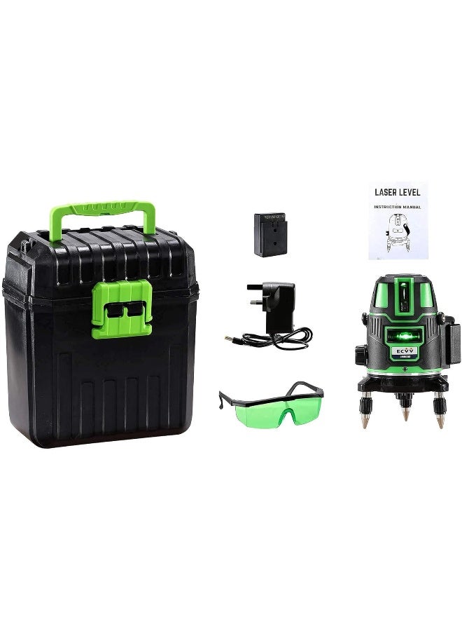 ECVV - Laser Level 5 Lines Green Light Professional Cross Marking Meter Self-Leveling Horizontal Vertical Laser Ruler Spirit Level 5 Lines - Image 1