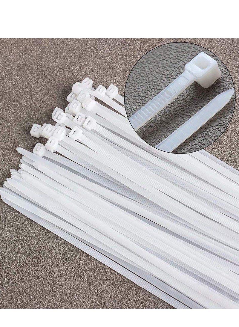 ECVV Cable Ties, Cable Management White Wire Zip Ties Nylon Cables Ties (200mm) (Pack Of 100) White 2E+4 Millimeters  - Image 1