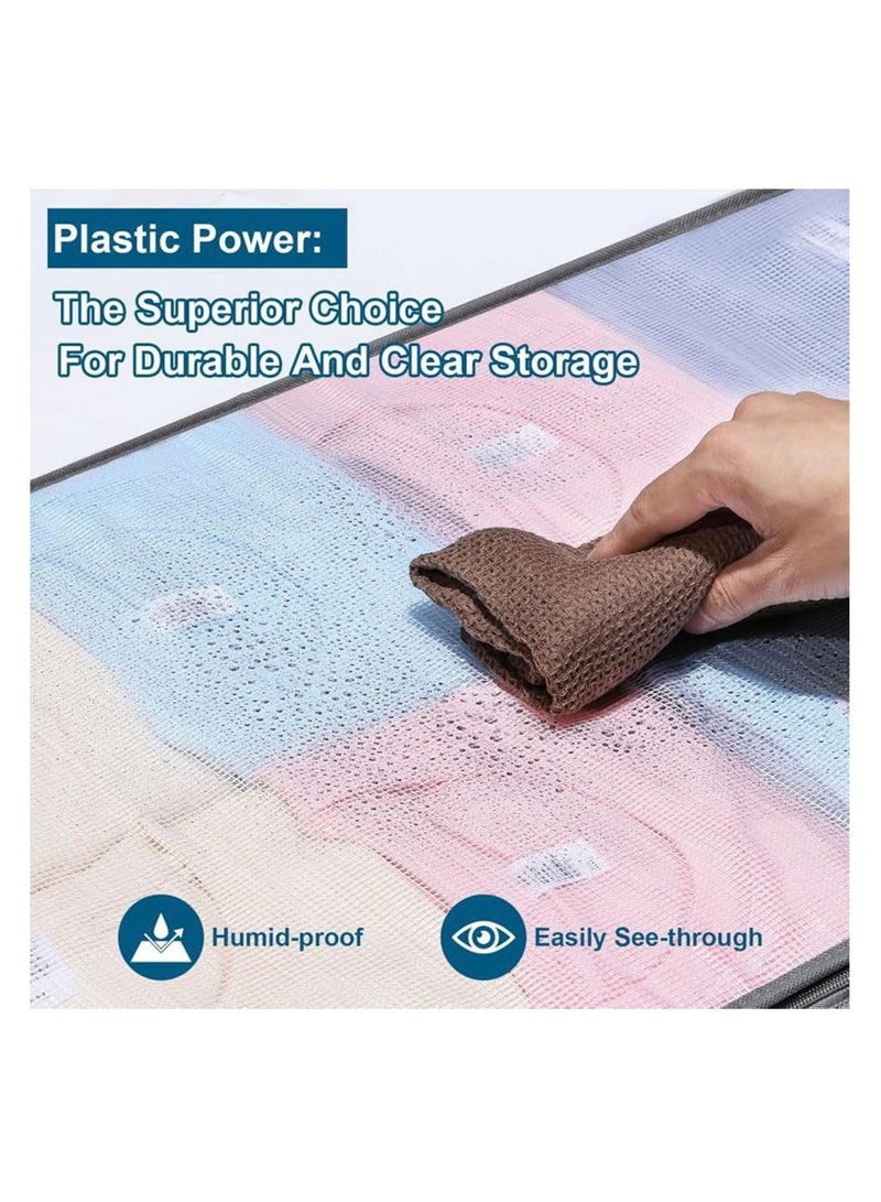 إي سي في في 3-Pack Under Bed Fabric Storage Containers with Window & Handles Grey, 81x45x15 cm Grey - Image 2