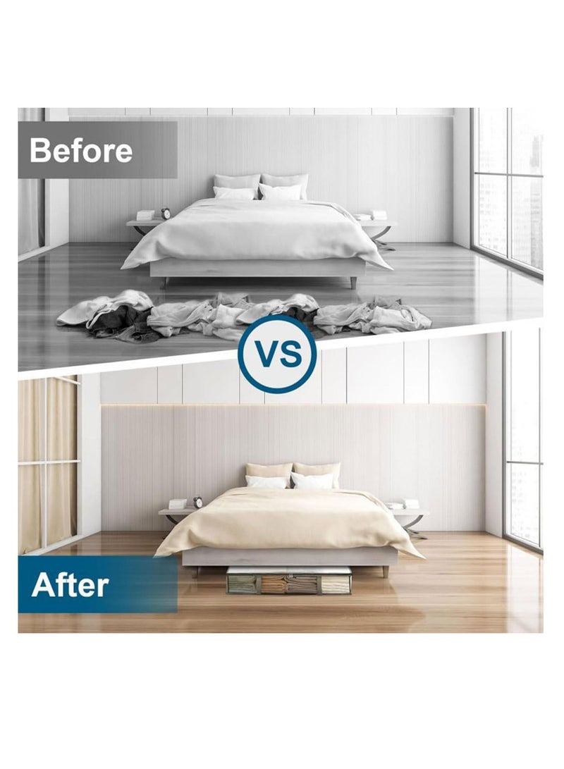 إي سي في في 3-Pack Under Bed Fabric Storage Containers with Window & Handles Grey, 81x45x15 cm Grey - Image 5