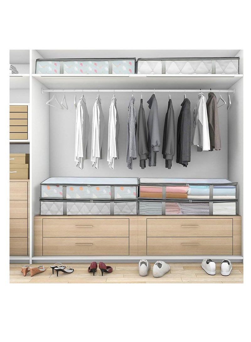 إي سي في في 3-Pack Under Bed Fabric Storage Containers with Window & Handles Grey, 81x45x15 cm Grey - Image 4