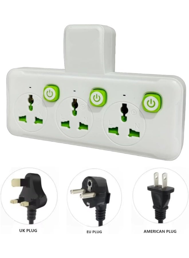 ECVV Multi Plug Power Extension Socket Adapter - 3 Way Universal Wall Electrical Extender Outlet - UK 3 Pin Electric Power Sockets for Home | Office | Kitchen White - Image 4